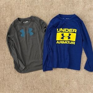2 Boys Small UA long sleeves